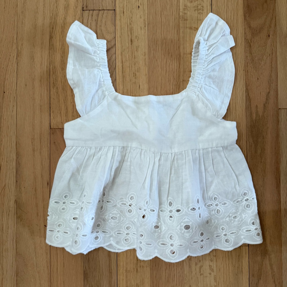 Mayoral Girls Size 7 White Cotton Summer Tank Top